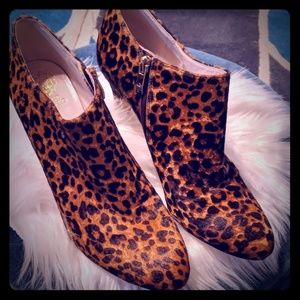 Camuto Calf hair leopard heeled booties